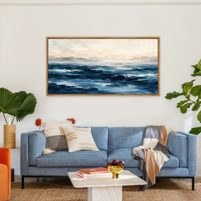 «Serene Sea Panorama», impression sur toile encadrée surdimensionnée 60 po x 30 po, Coastal Home Decor