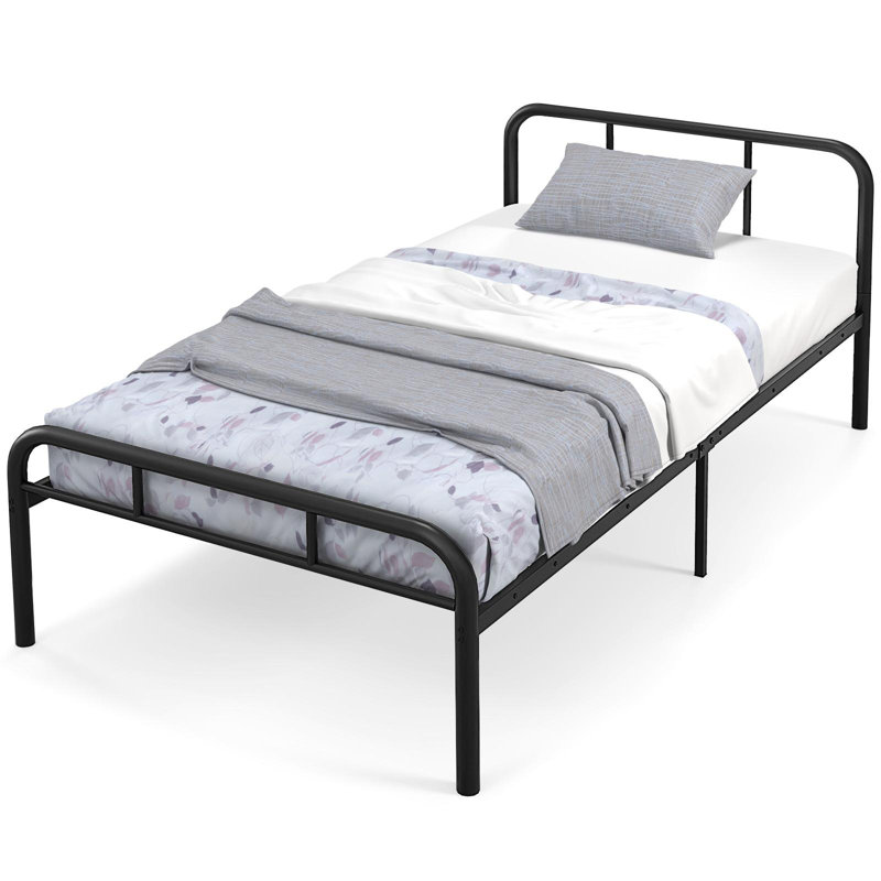 Maneh Metal Platforms Bed by Ebern Designs, Twin, Black