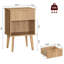 Table de chevet cannelée 24 "avec tiroir et casier ouvert, table de chevet en bois-939166425