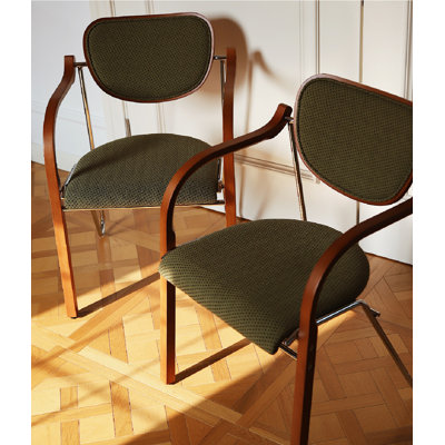 Fauteuil à dossier en acier inoxydable French Vintage