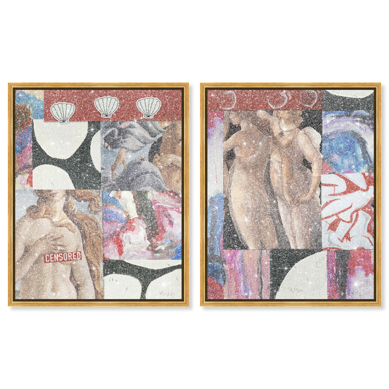 " Spring Venus Set " by Oliver Gal 2 - Pieces, 21"H x 17"W Set of 2, Gold Frame