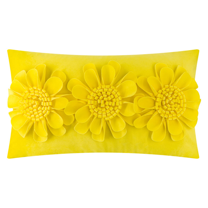  Sunflower Lumbar Rectangular Indoor/Outdoor Pillow Cover, Light Yellow