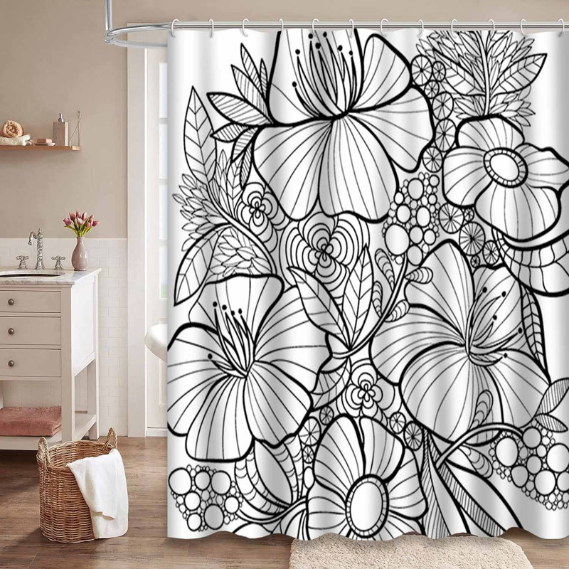 Rideau de douche blanc avec 12 crochets, L 72 po x l 84 po