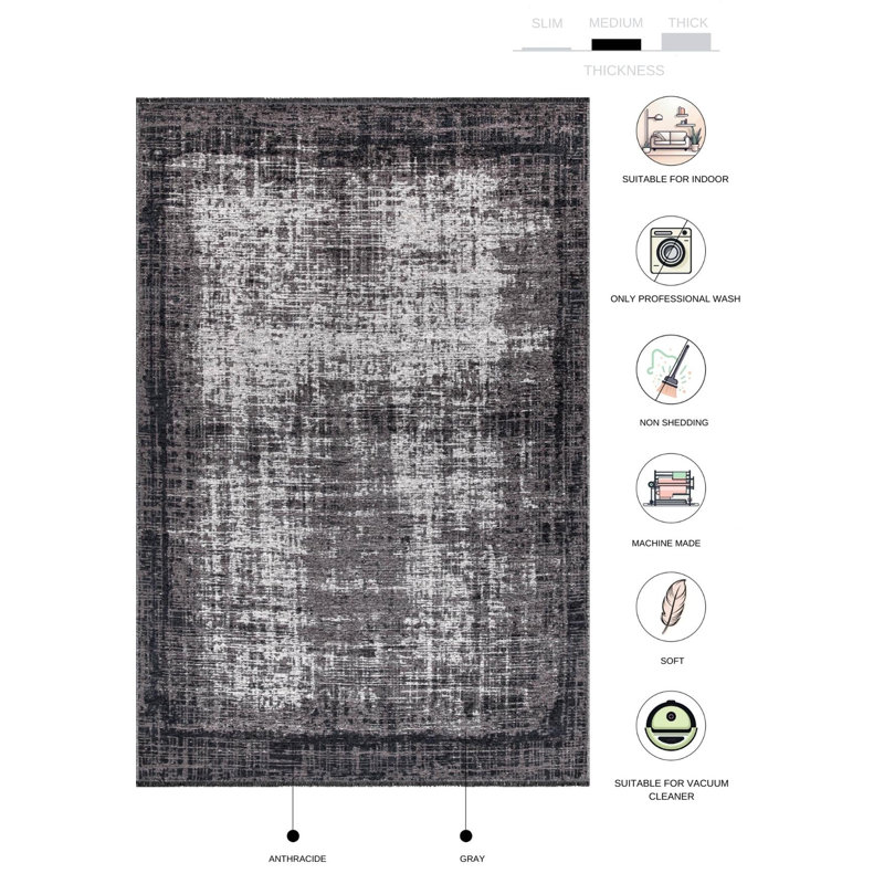 Torean Abstract Indoor Rug, Rectangle 5' x 7'7"