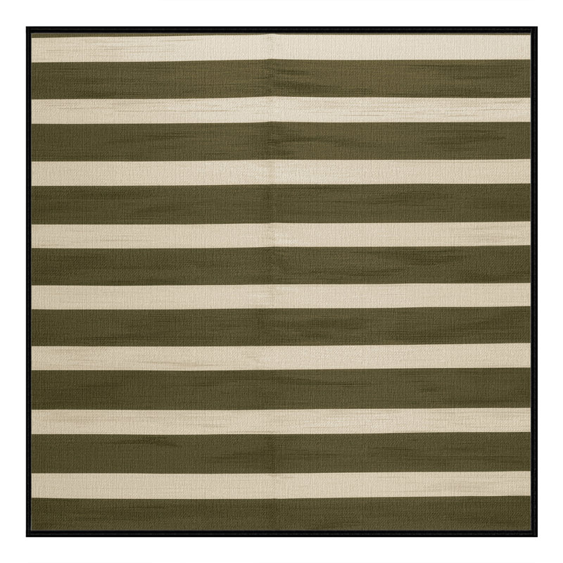 Tapis brun à rayures horizontales lavable à la machine, Carré 8 pi