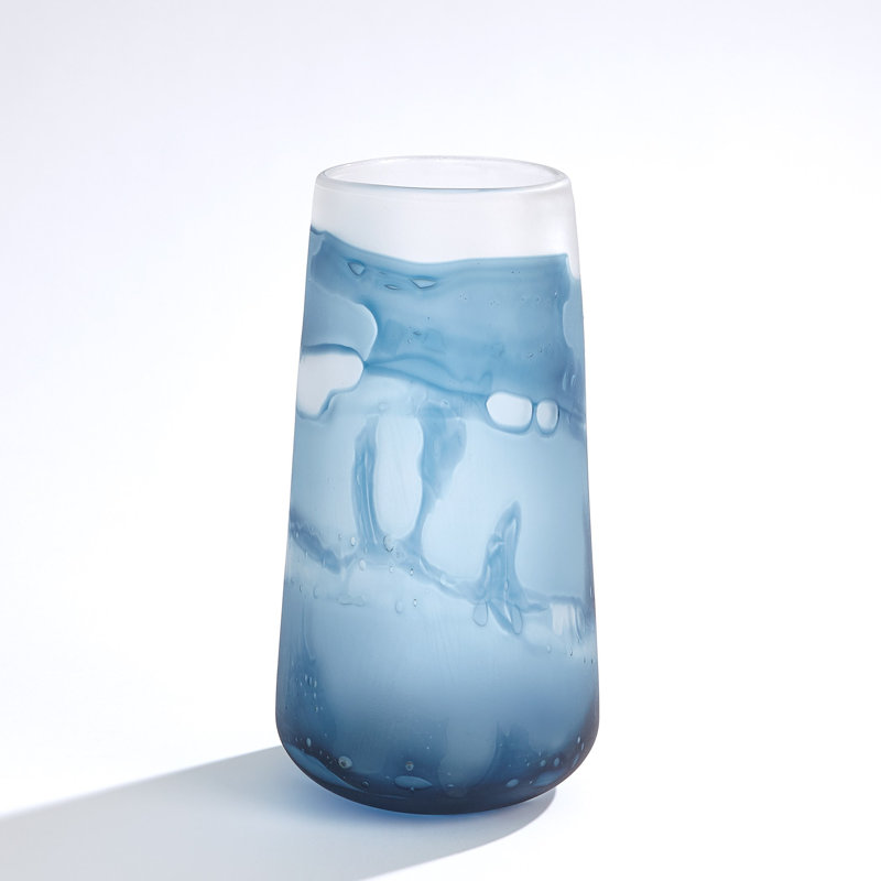 Handmade Glass Table Vase, 13.25" H x 7.25" W x 7.25" D