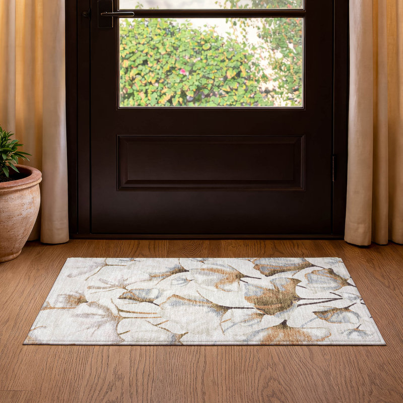 Tapis floral lavable à la machine de qualité supérieure Mayfield AMF2405, Cuivre, 2 pi 6 po x 3 pi 10 po