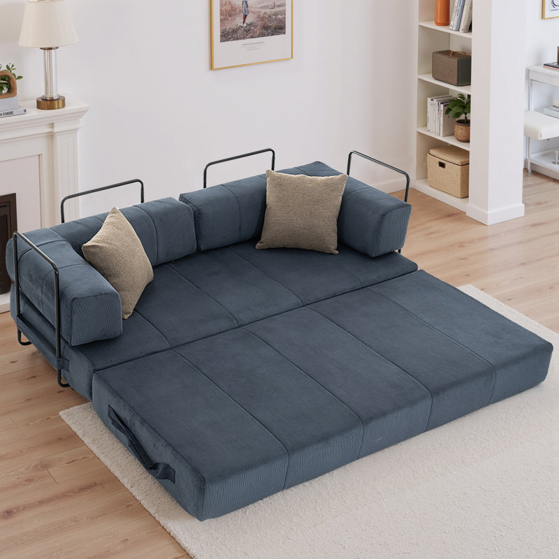 78.5" Convertible Sleeper Sofa Modular Floor Couch Foldable Funton - No Assembly Needed, Blue