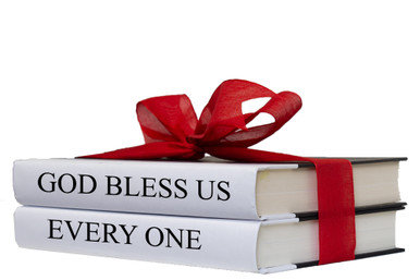Decorative Books - Quote Book Stack - "God Bless Us, Christmas"