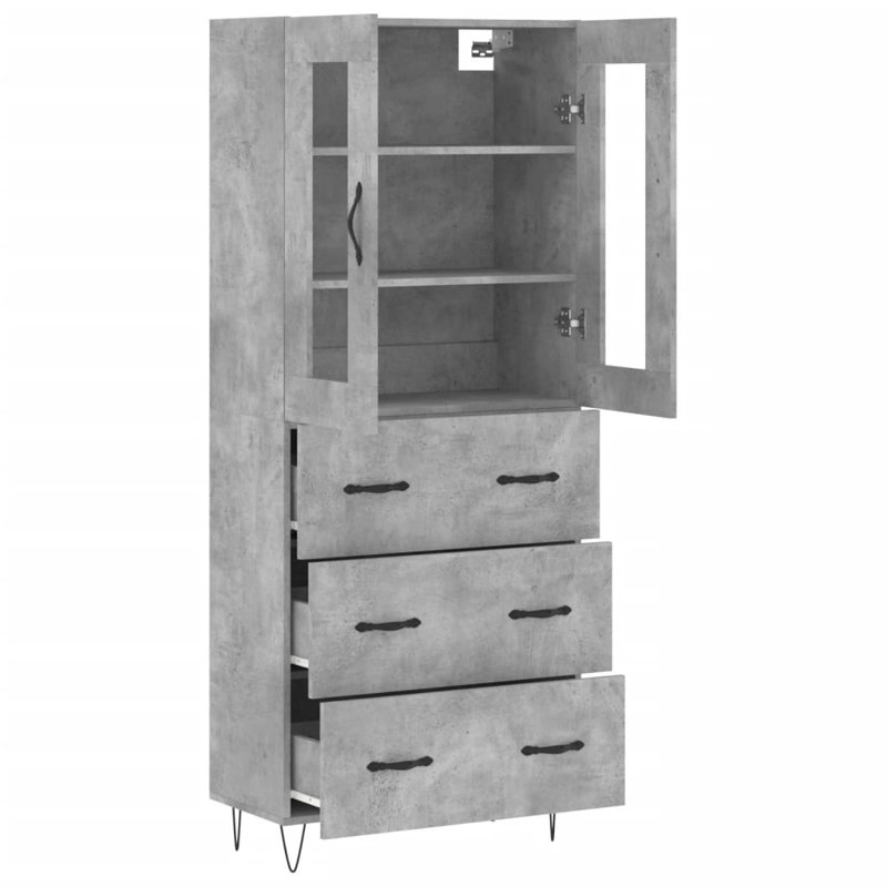 Tetteh 2 Door Manufactured Wood Wardrobe, Concrete Grey