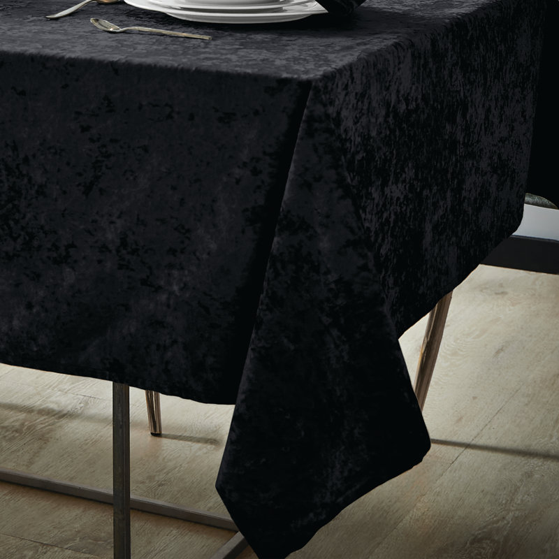Crushed Velvet Table Cloth, 137cm W x 178cm L, Black