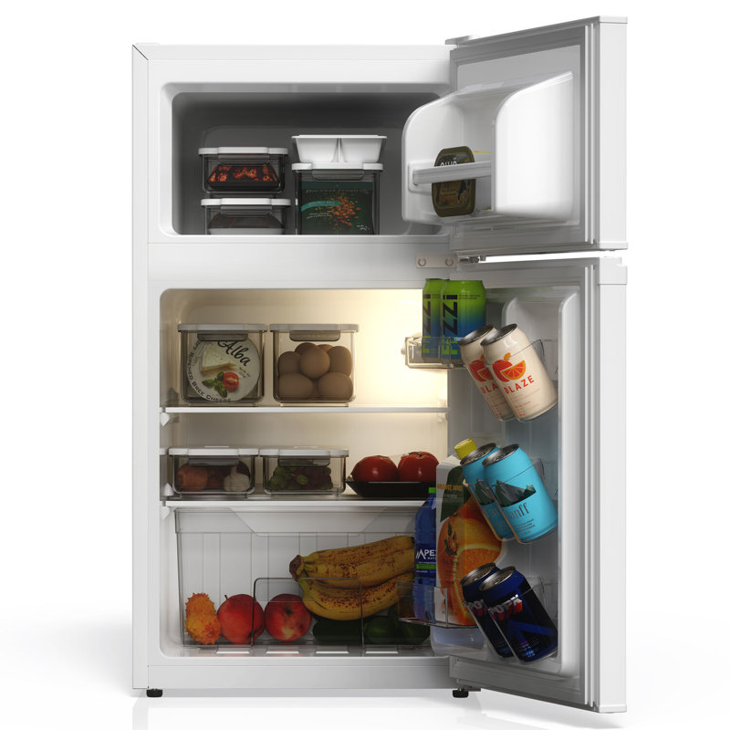 3.1 Cu. Ft. Double Door Refrigerator White with Freezer, White