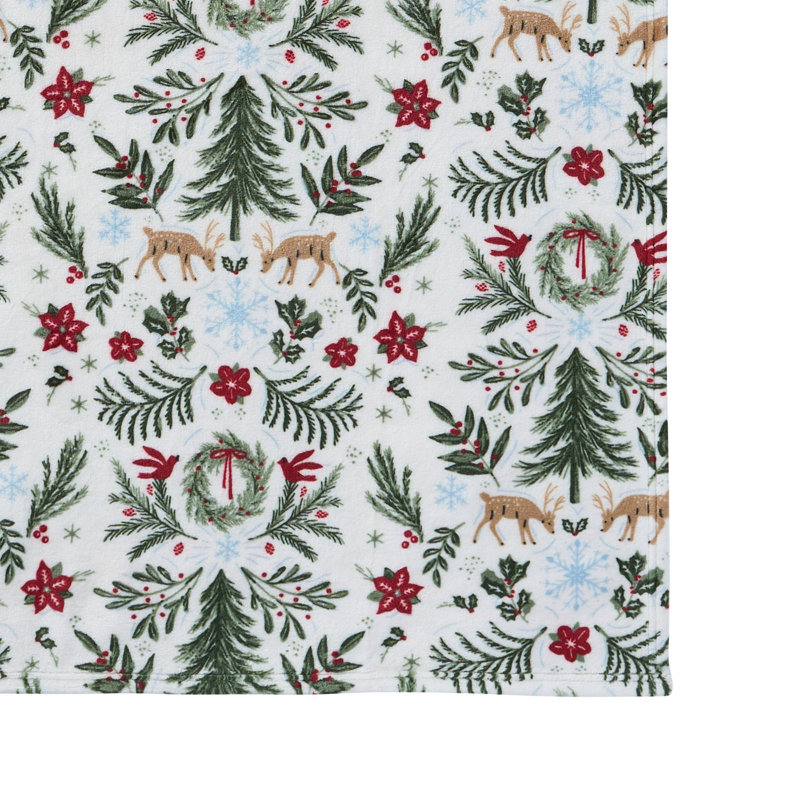 Hallmark Foliage 50" x 70" Plush Holiday Throw Blanket