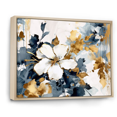 Harmonie d'hibiscus bleu et blanc - art mural floral grand