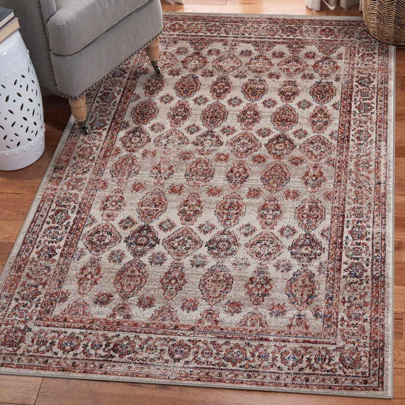 Tapis oriental crème / bourgogne Adagio, Rectangle 5 pi x 7 pi