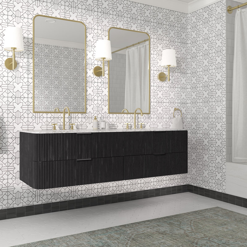 Nova 72" Floating Marble Top Double Vanity