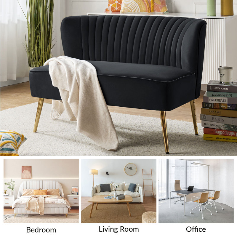2 Seater Velvet Sofa, Black