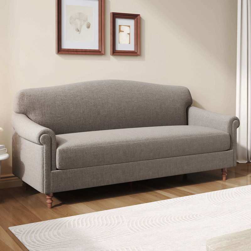 Causeuse 2 places avec accoudoirs roulés Modern, Chenille brun