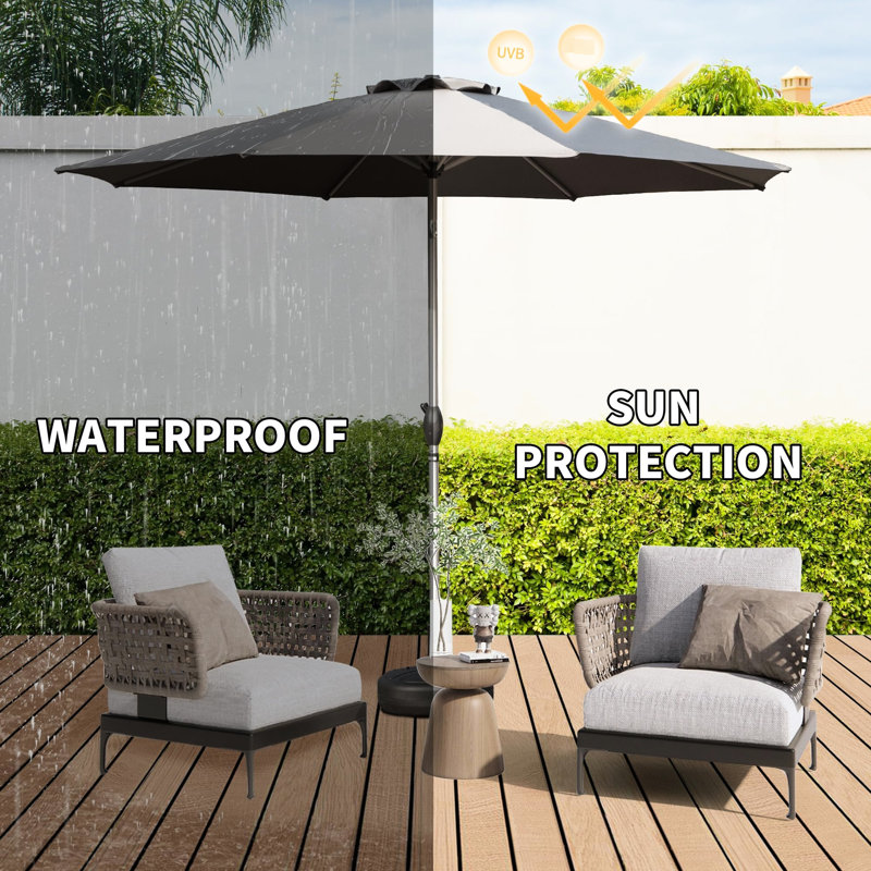 Parasol de patio de 10 pi avec tissu haut et plateforme de ventilation de vent