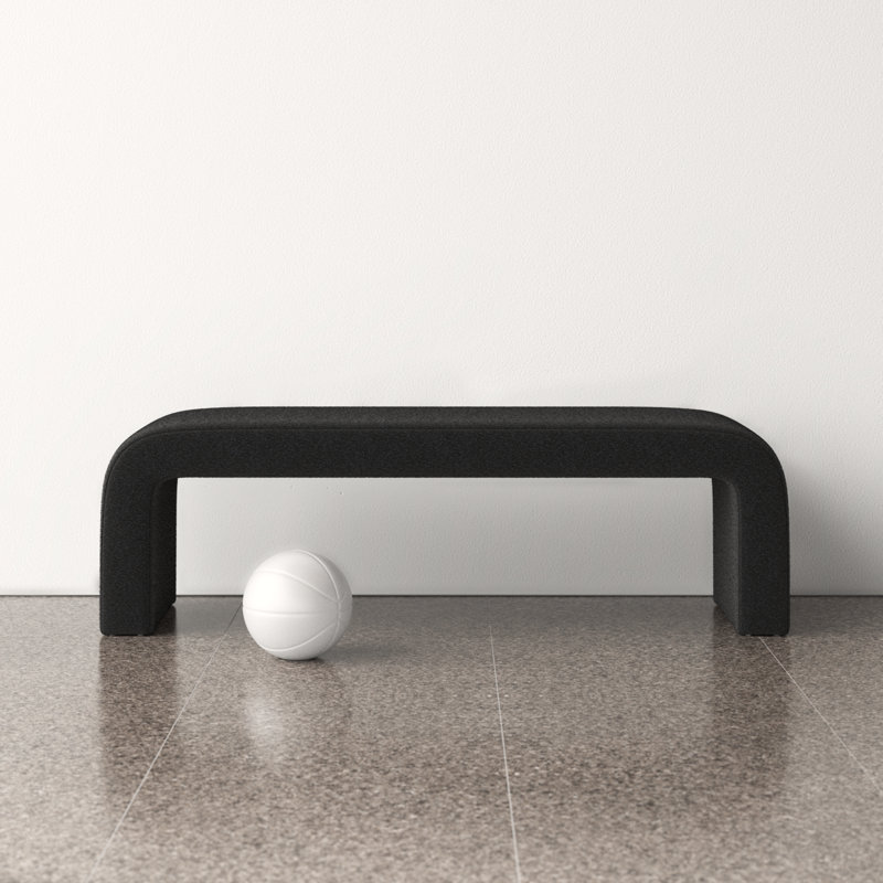 Daine 62" Black Boucle Upholstered Bench with Sled Legs