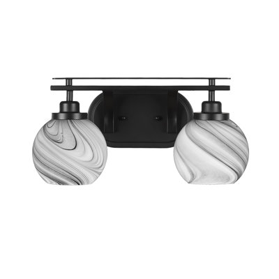 Barre d'éclairage de salle de bain 2 lumières Alirra avec verre 5,75 po