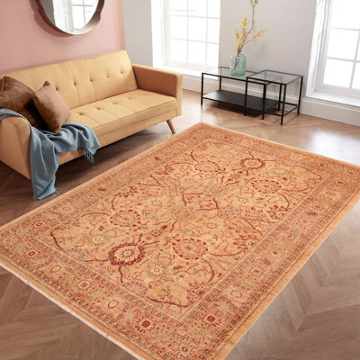 Tapis brun clair en laine noué à la main 6 pi 3 po x 8 pi 10 po Baccio