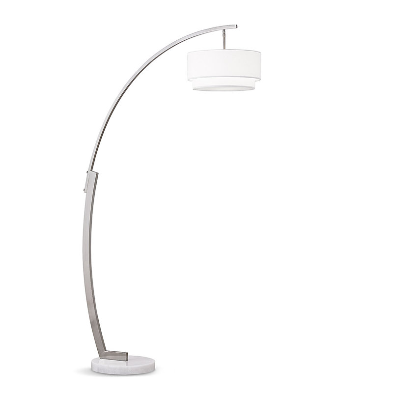 Emalia 81'' Arched Floor Lamp, White, Brushed Nickel