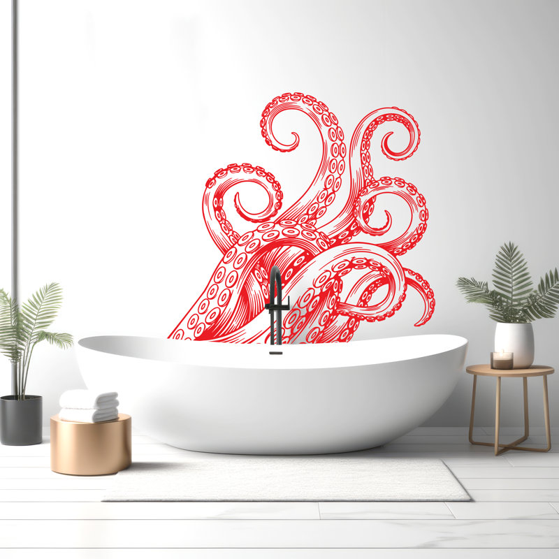 Pieuvre, décalcomanie, tentacules, animaux de mer, décorations murales, autocollants, vinyle, 320DRE, 35 po x 38 po
