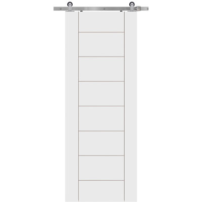 Panelled Wood and Primed Barncraft Barn Door without Installation Hardware Kit