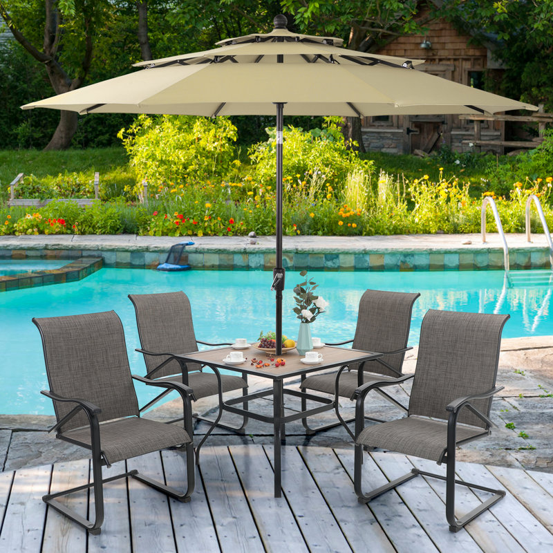 Alyah 4 - Person Patio Dining Set with Rectangular Table, Beige