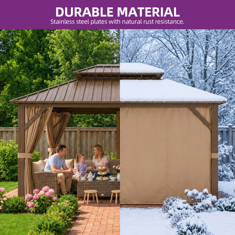Pavillon de jardin en aluminium, 12 pi x 10 pi