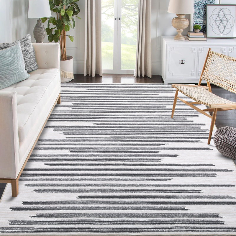 Lothair Washable Striped Indoor Rug, Rectangle 9' x 12’