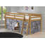 Lit mezzanine simple en bois Roxy - Structure cannelle avec tente inférieure rouge et bleue-484243005-484242978