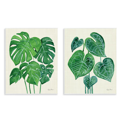 Ensemble de 2 plaques murales en plein essor «Monstera Leaves» par Farida Zaman