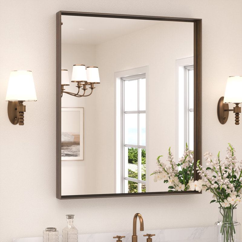 Miroir de vanité encadré / Miroir d'appoint, 36" x 30", Bronze