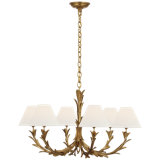Provenz 32" 6 Light Chandelier In Plaster White With Linen Shades