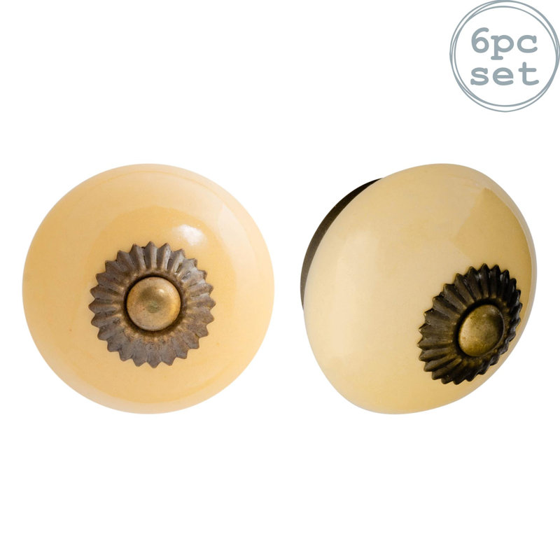 Nicola Spring - Round Ceramic Cabinet Knobs, Yellow