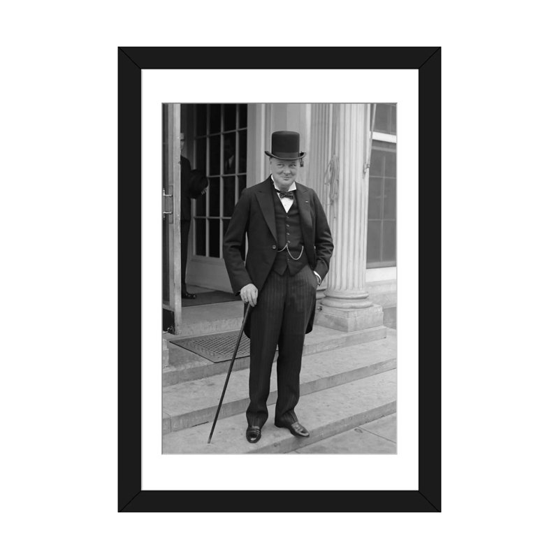 «Photo of Winston Churchill», reproduction d'impression sur toile, H 24 po x l 16 po x P 1 po, Papier d'art encadré noir