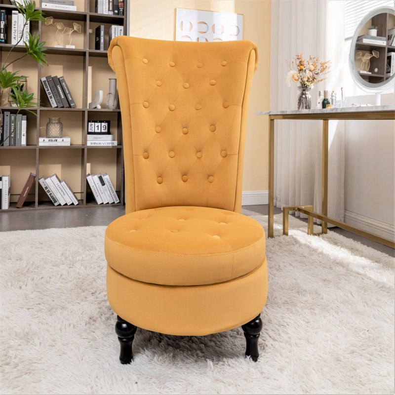 Fulviah Velvet Slipper Chair, Mustard Yellow Velvet