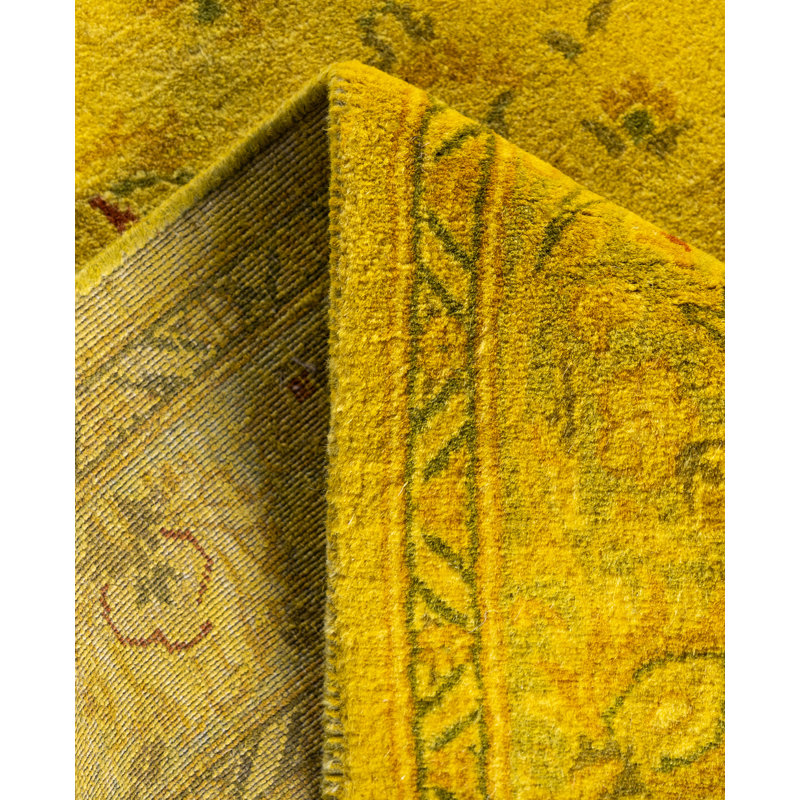 Overdyed Hand-Knotted Wool Modern-Contemporary Yellow Runner 2' 7" x 10' 3"