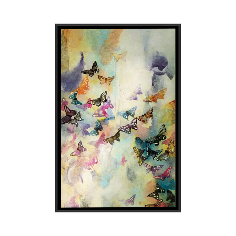 «Mariposas III», impression sur toile, H 26 po x l 18 po x P 1,5 po, Toile avec cadre noir
