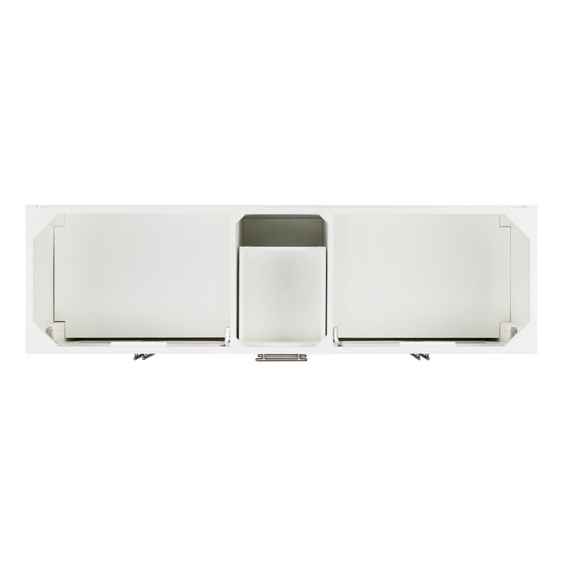 72" Holmesdale Vanity With Undermount Sinks - Widespread, Feathered White Quartz, Bright White, Satin Nickel
