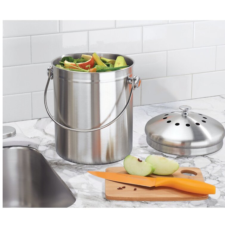 Utopia Kitchen Stainless Steel Compost Bin for Countertop - 1.3