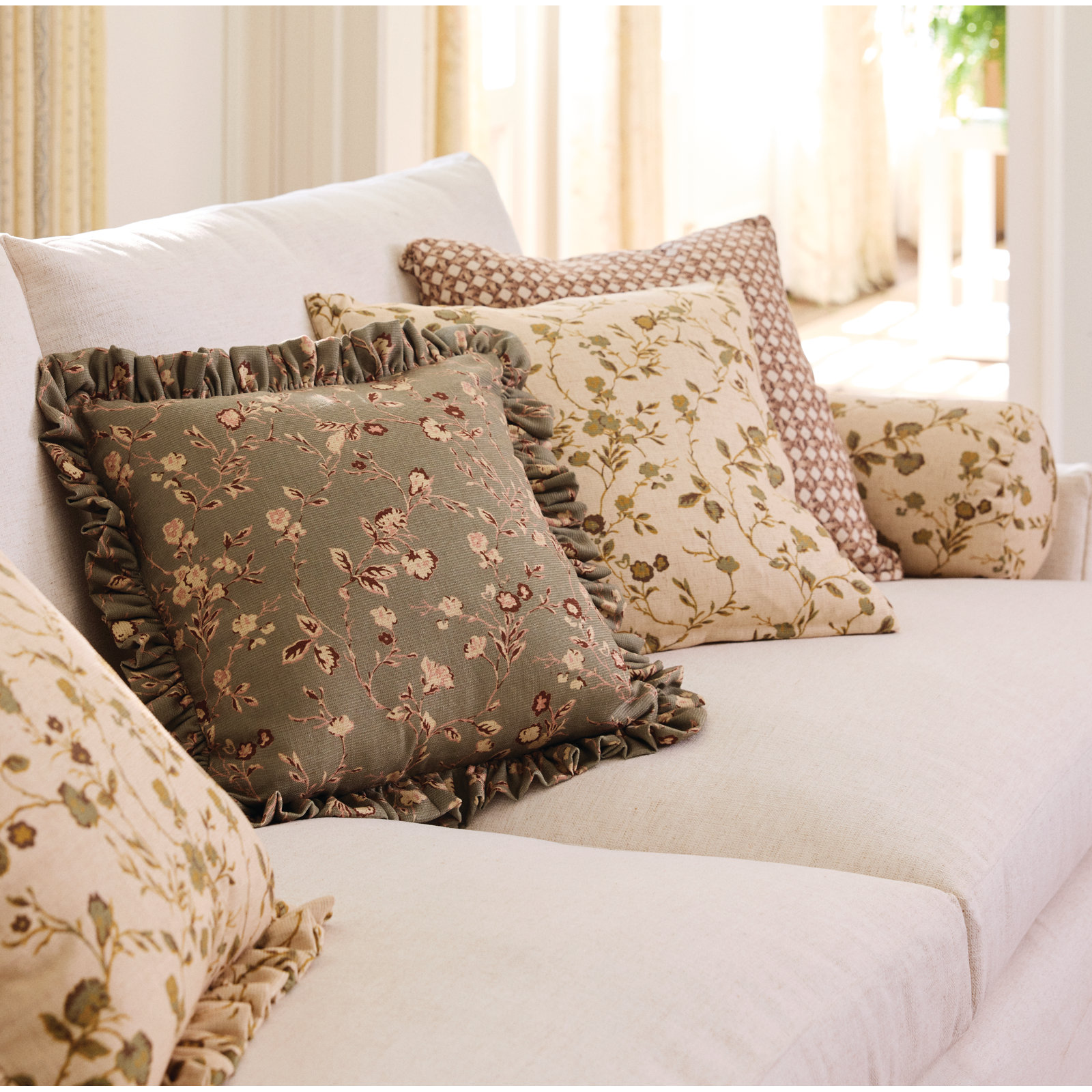 Wicker Weave Moss Throw Pillow, Square 20", Polyester