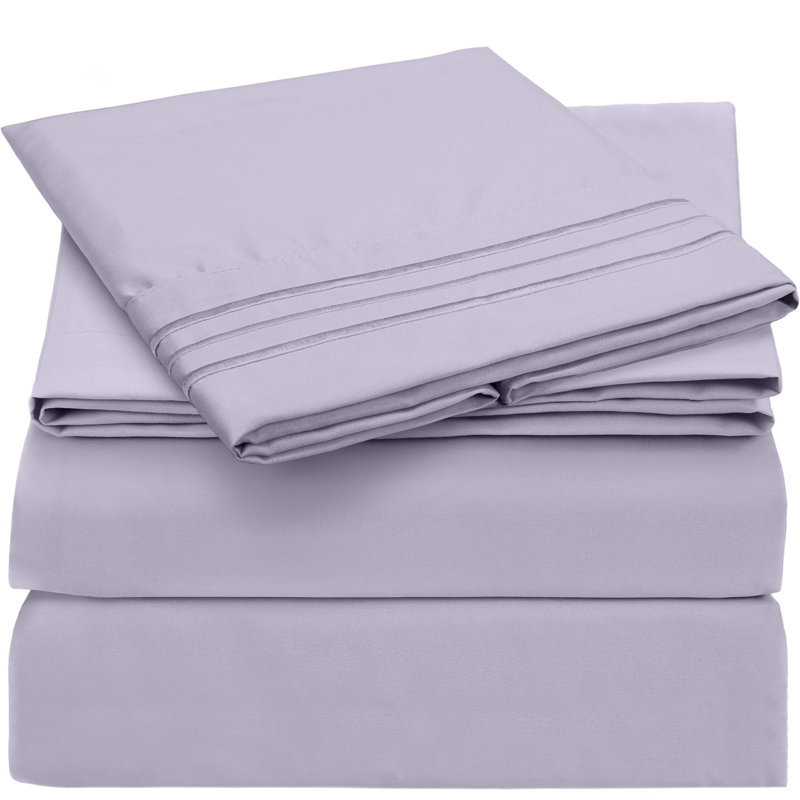 Draps Mellanni 1800, Lavande, Ensemble literie pour lit simple