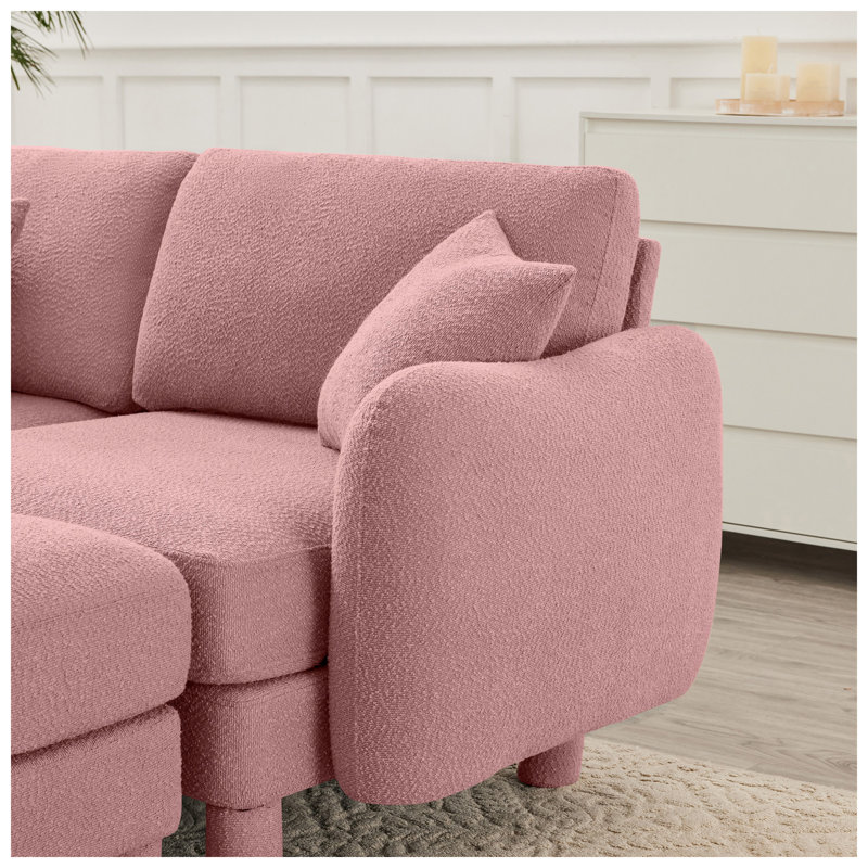 Canapé-lit bouclé Urban, Bouclé rose, Pink