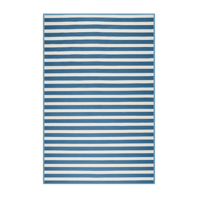 Tapis bleu à rayures horizontales lavable à la machine