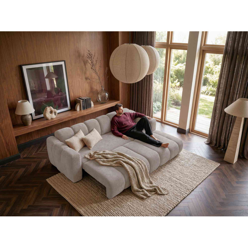 Michell 6 Seater Sofa Bed, Right Hand Facing, Dark Beige