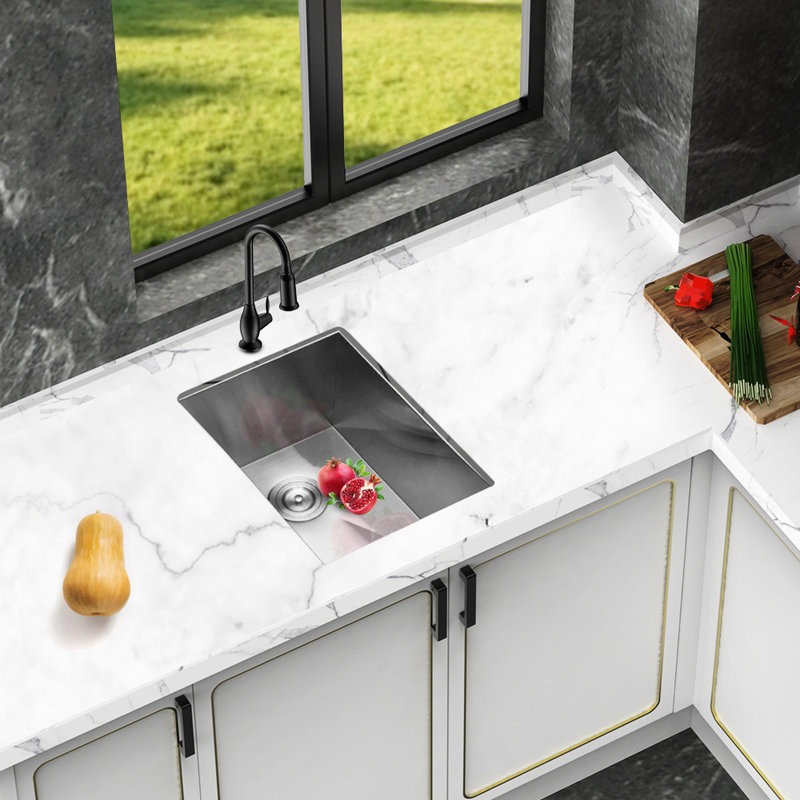 15"X20"X9" Undermount Stainless Steel Kitchen Sink 18 Gauge, Single Bowl, X - Shaped Water Flow, Thick Coating Condensation, 3Mm Pad, With Dish Grid And Drying Rack 15 Inch Gauge Bowl 9 Deep, Guide