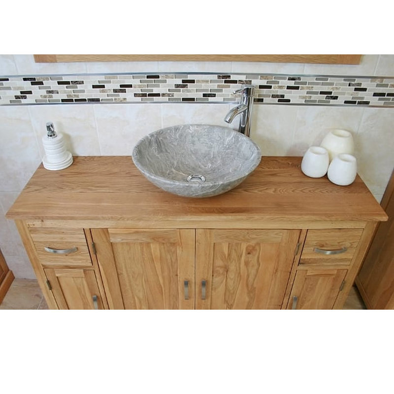 Easley 1230mm Single Bathroom Vanity with Vessel Basin, Grey Marble Basin